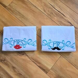 Mr. & Mrs. Embroidered Pillow Cases